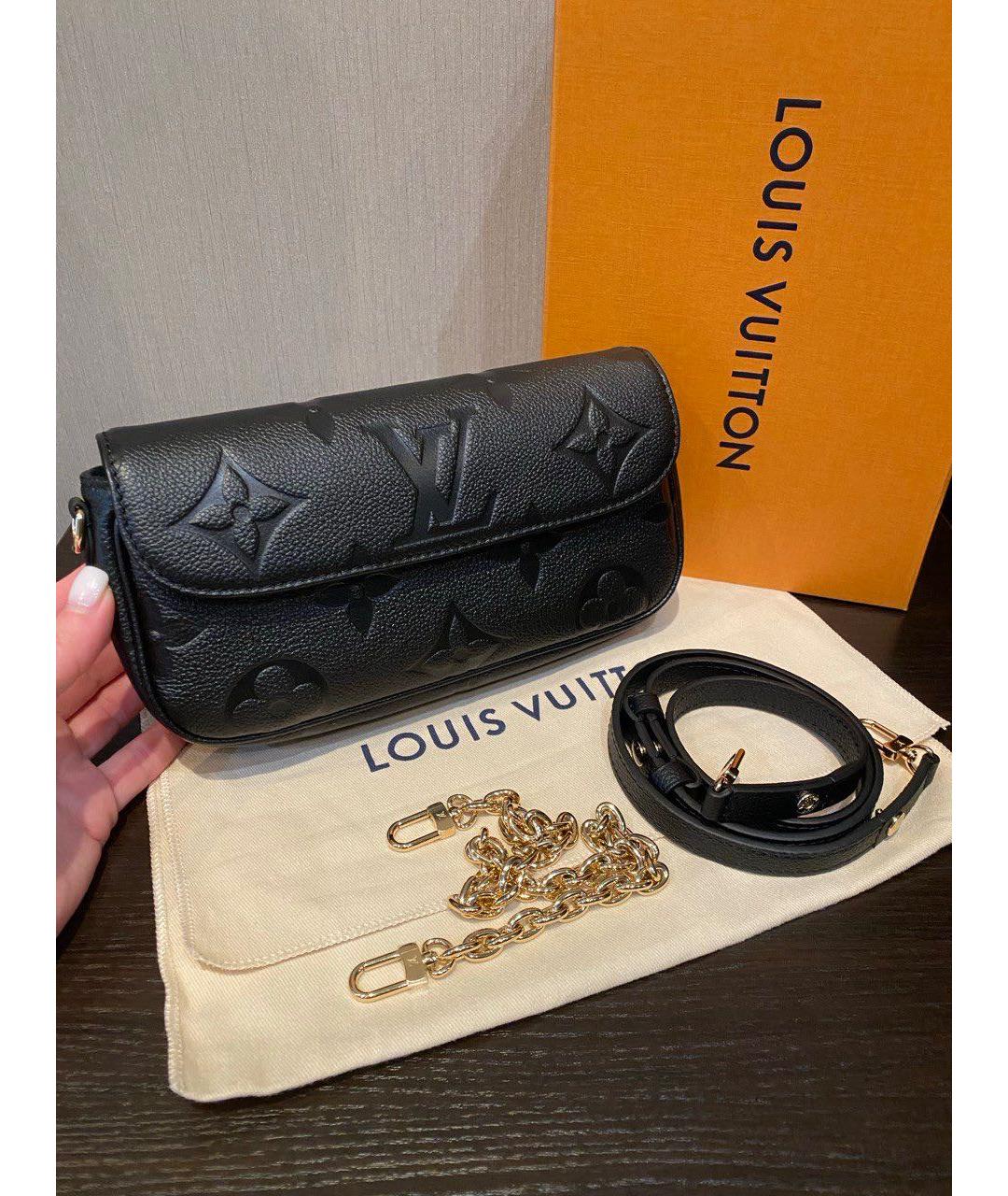 LOUIS VUITTON Черная кожаная сумка через плечо, фото 8