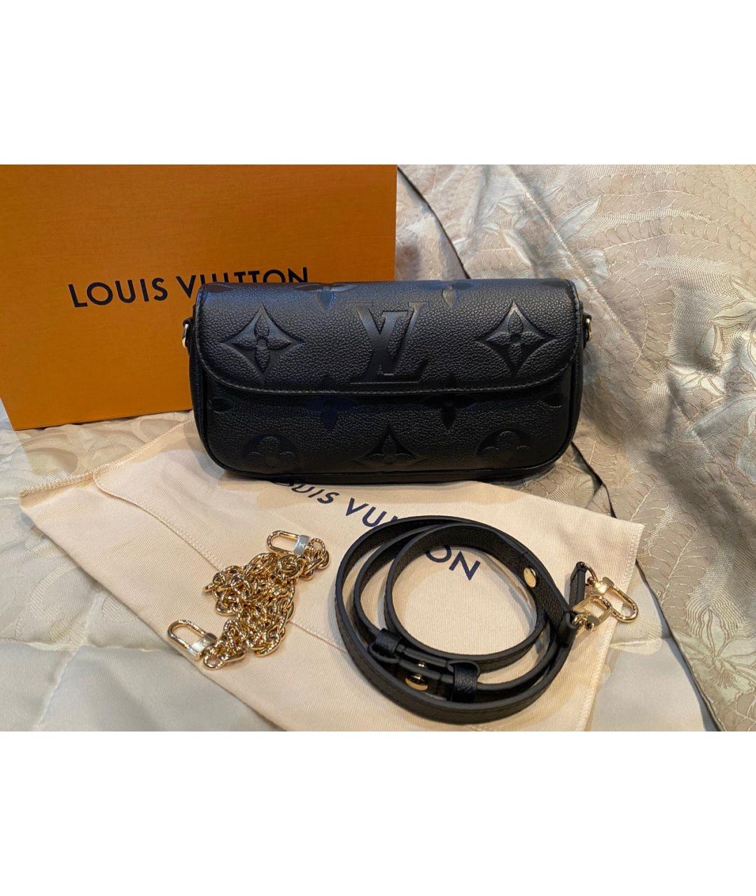 LOUIS VUITTON Черная кожаная сумка через плечо, фото 9