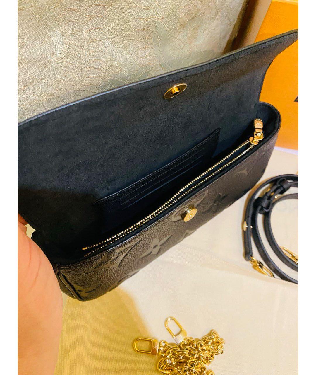 LOUIS VUITTON Черная кожаная сумка через плечо, фото 6