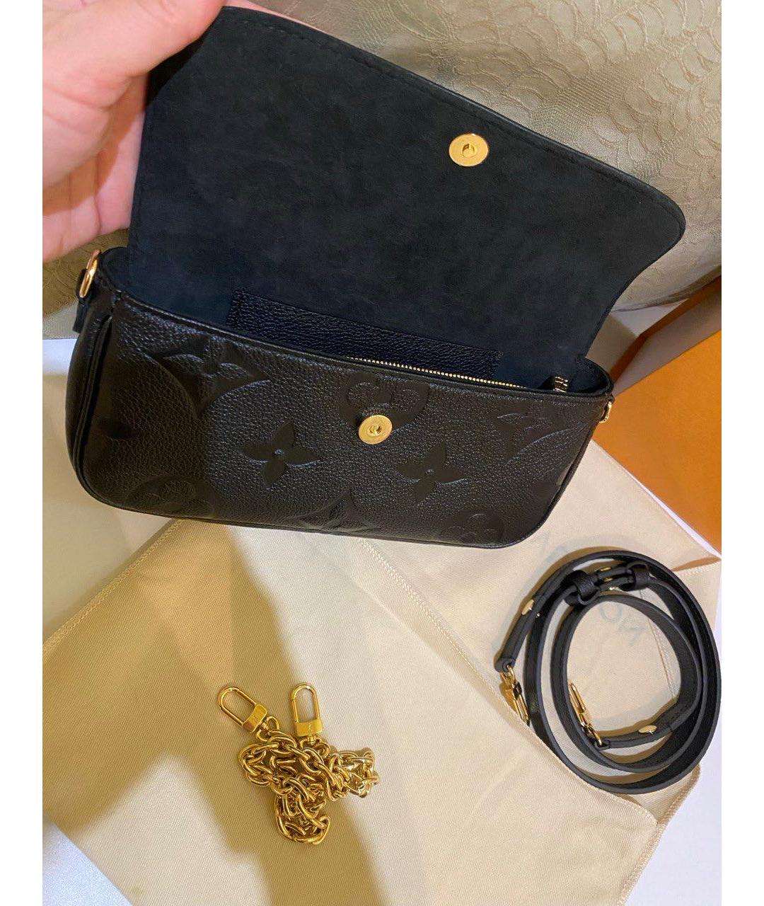 LOUIS VUITTON Черная кожаная сумка через плечо, фото 3