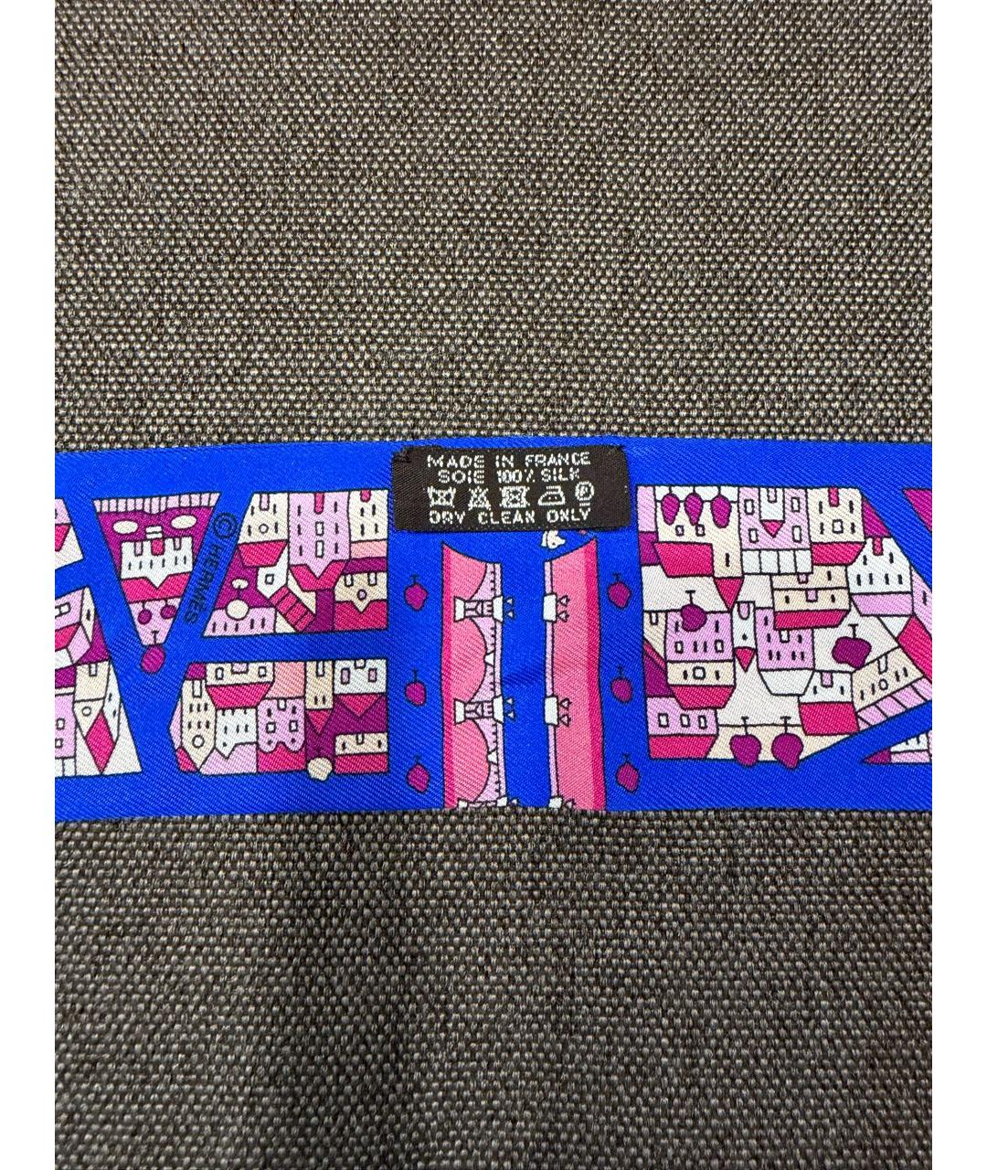 HERMES Синий шелковый платок, фото 2