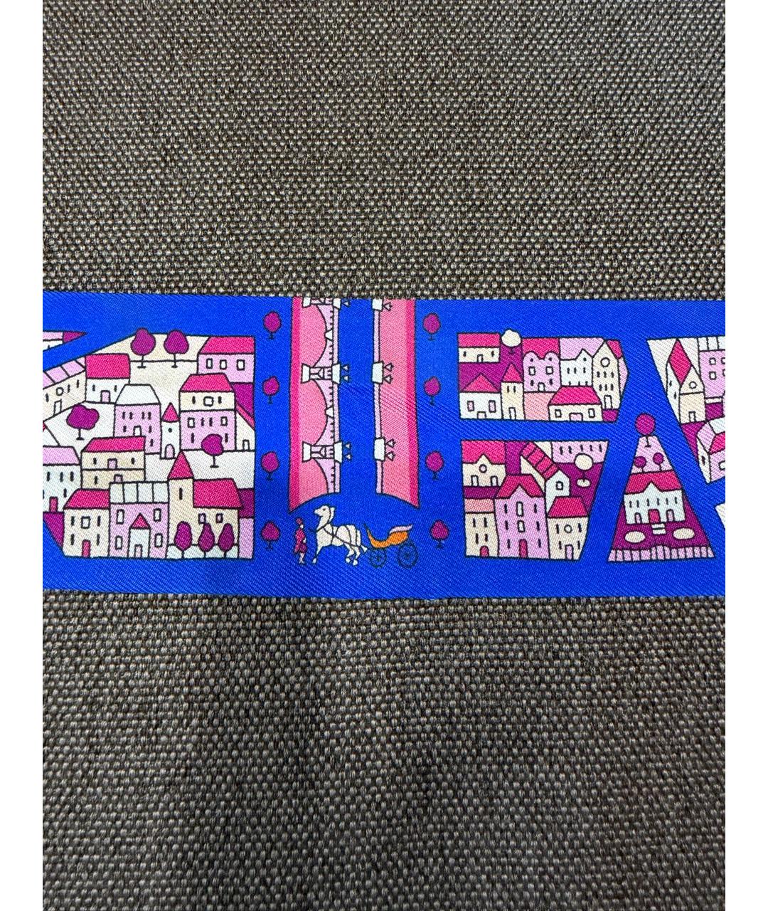 HERMES Синий шелковый платок, фото 3