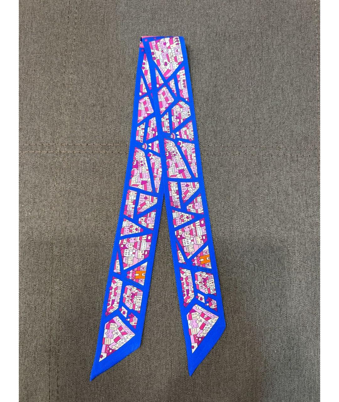 HERMES Синий шелковый платок, фото 5