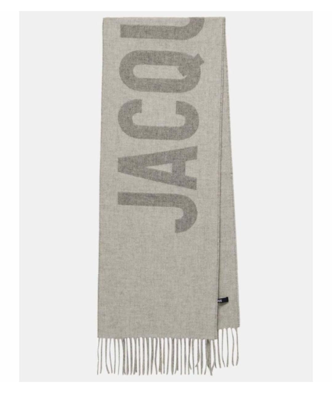 JACQUEMUS Серый шерстяной шарф, фото 5