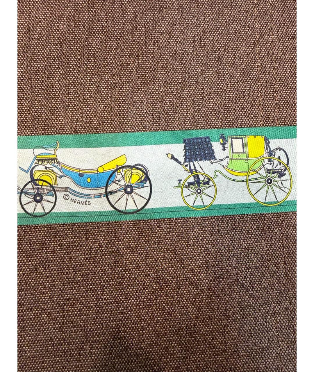 HERMES Салатовый шелковый платок, фото 3