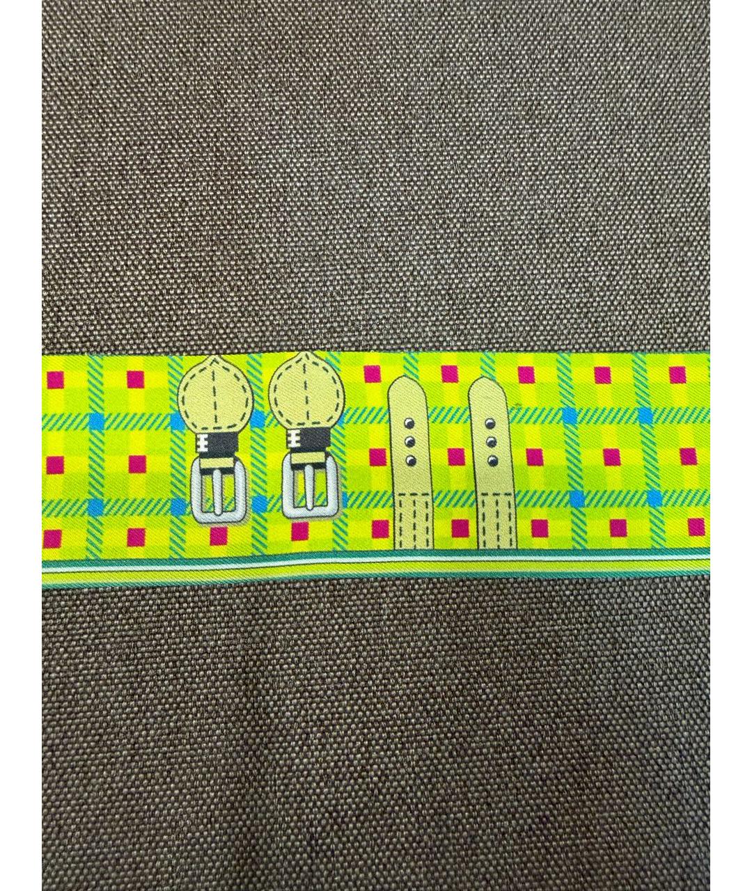 HERMES Салатовый шелковый платок, фото 2