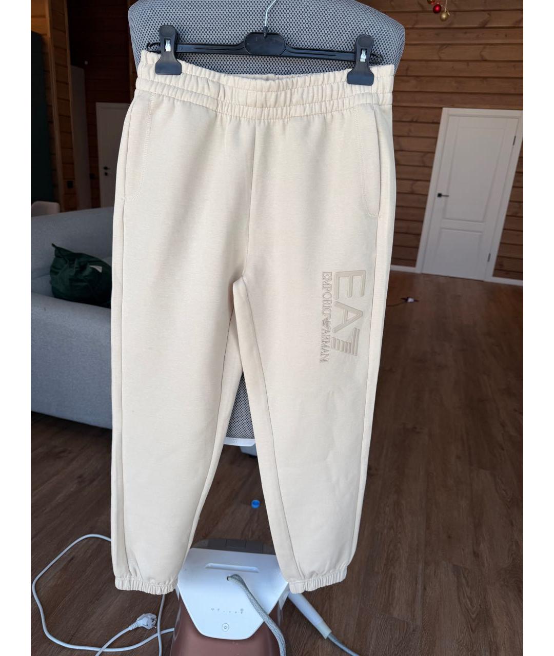 EA7 Бежевые хлопковые спортивные брюки и шорты, фото 5