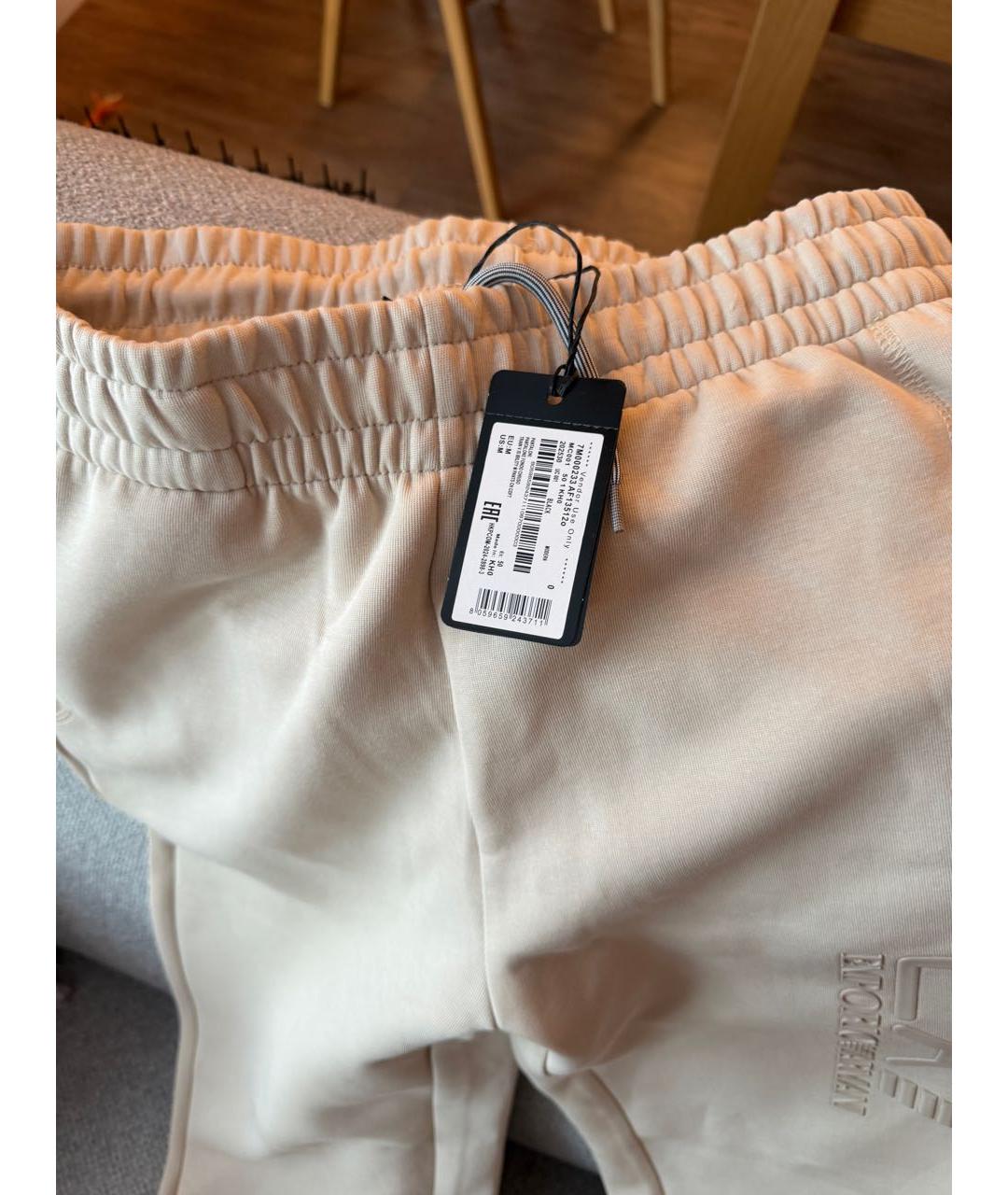 EA7 Бежевые хлопковые спортивные брюки и шорты, фото 3