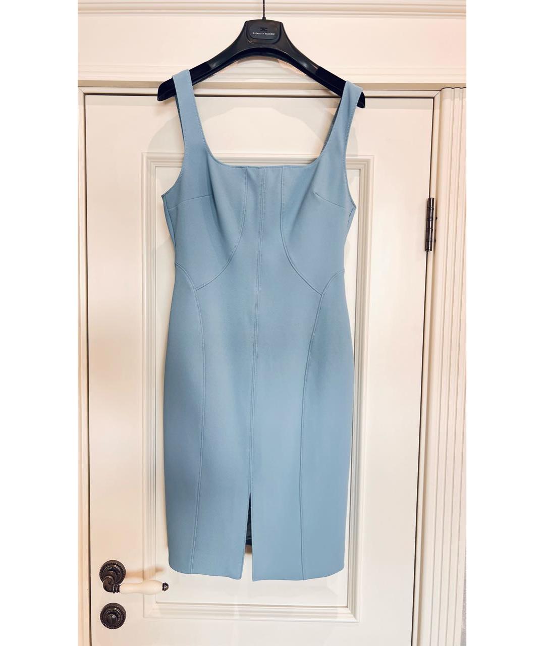 ELISABETTA FRANCHI Голубое полиэстеровое коктейльное платье, фото 7
