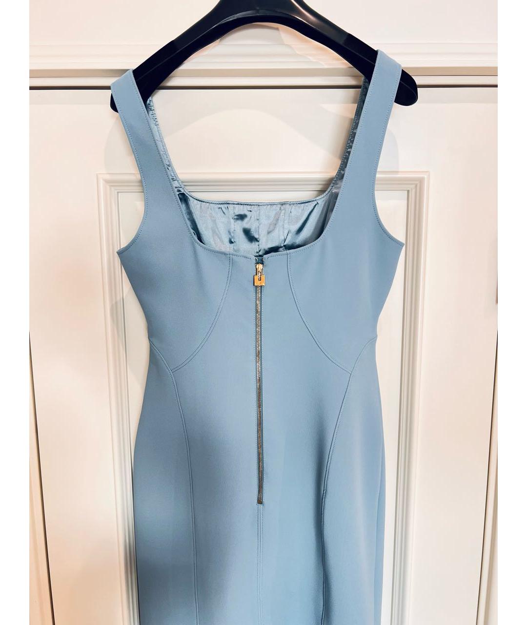 ELISABETTA FRANCHI Голубое полиэстеровое коктейльное платье, фото 3