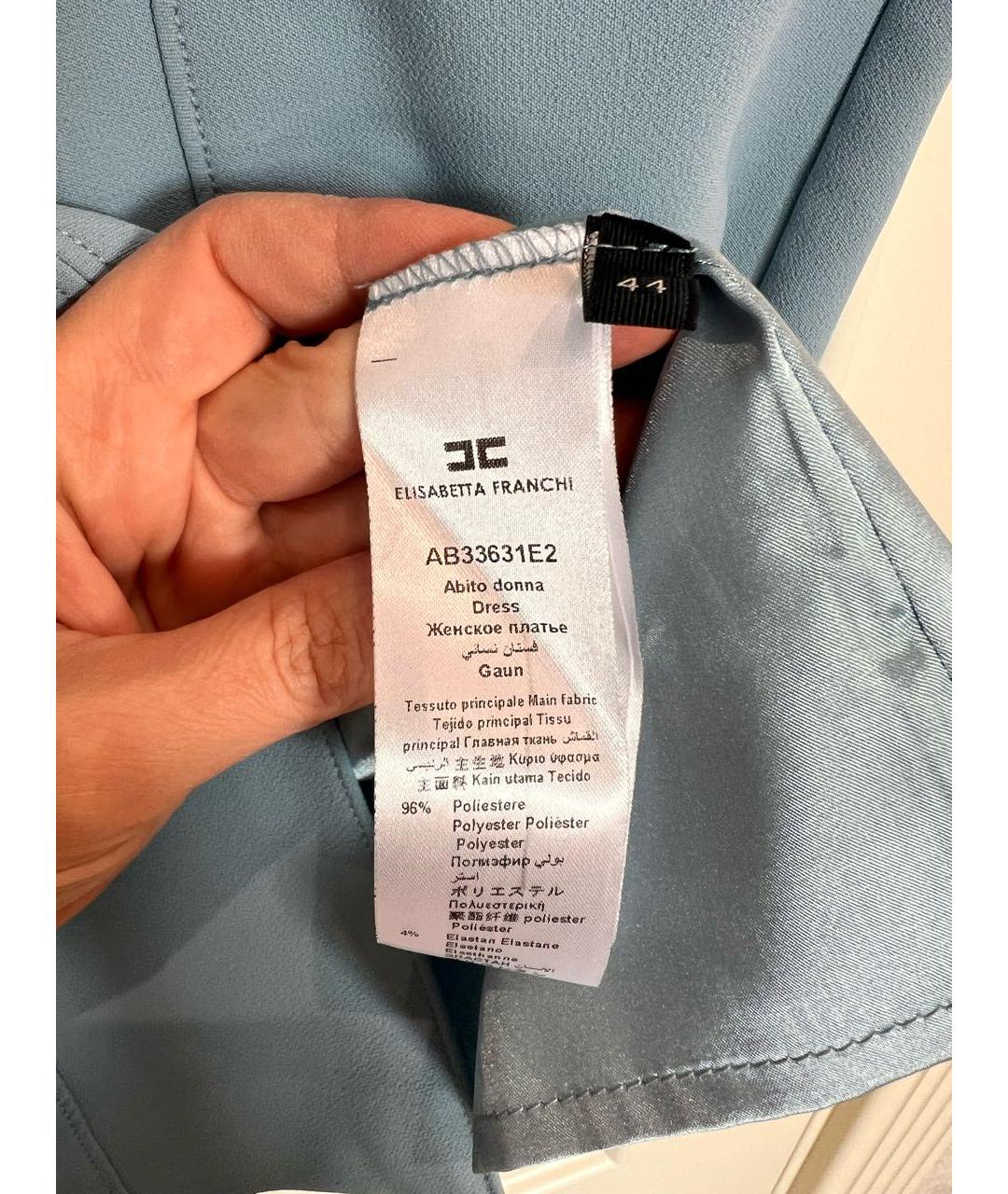 ELISABETTA FRANCHI Голубое полиэстеровое коктейльное платье, фото 5
