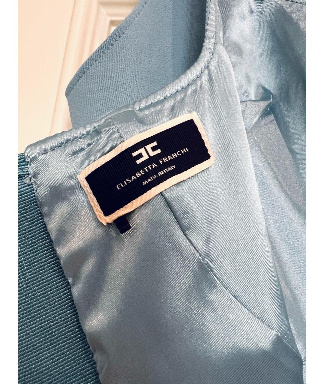 ELISABETTA FRANCHI Голубое полиэстеровое коктейльное платье, фото 4