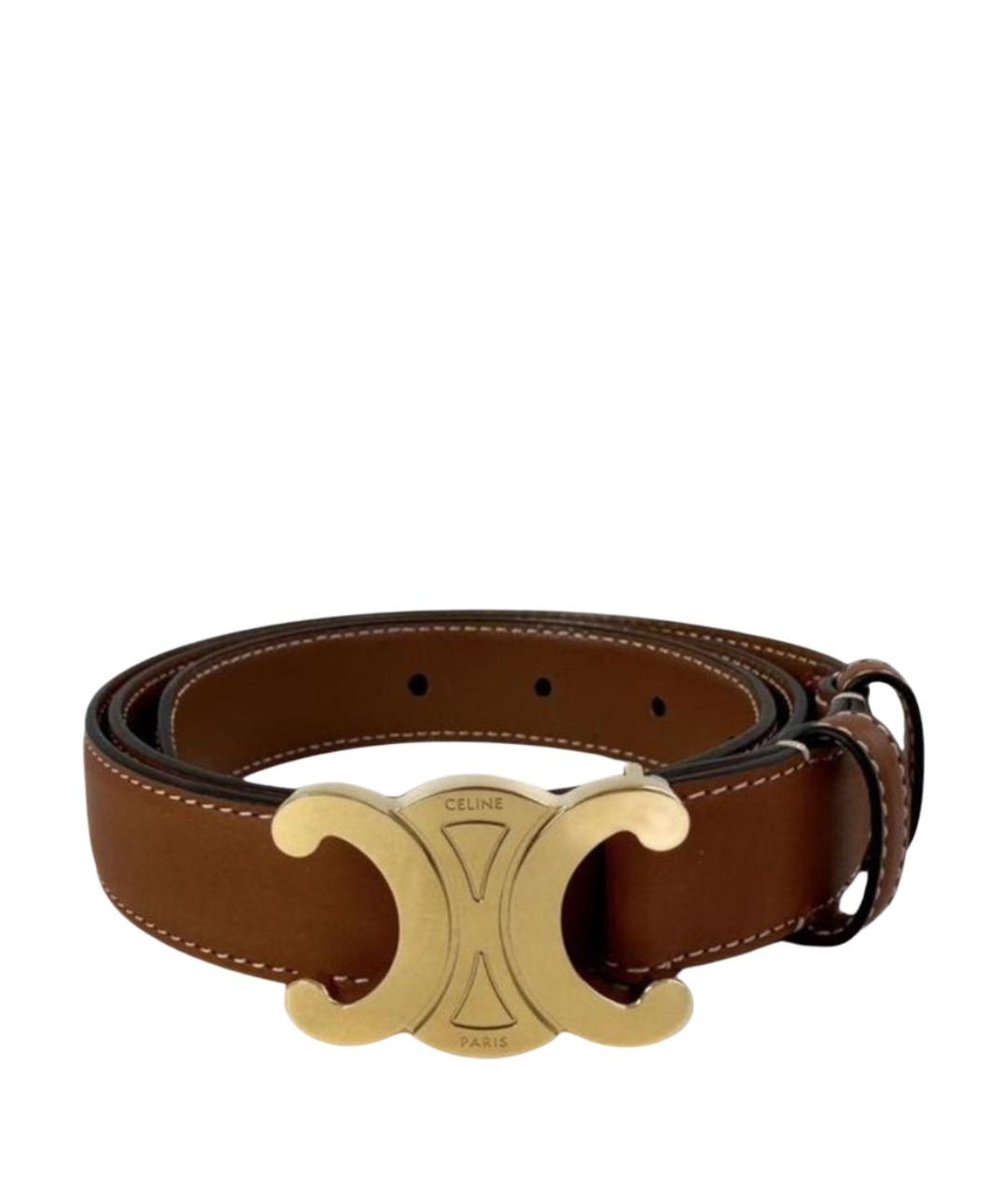 CELINE Коричневый кожаный ремень, фото 1