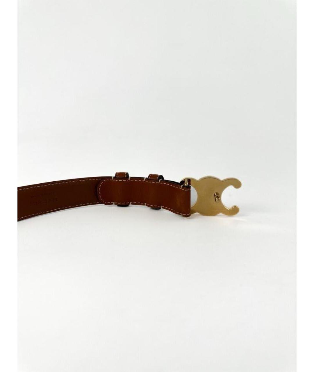 CELINE Коричневый кожаный ремень, фото 4