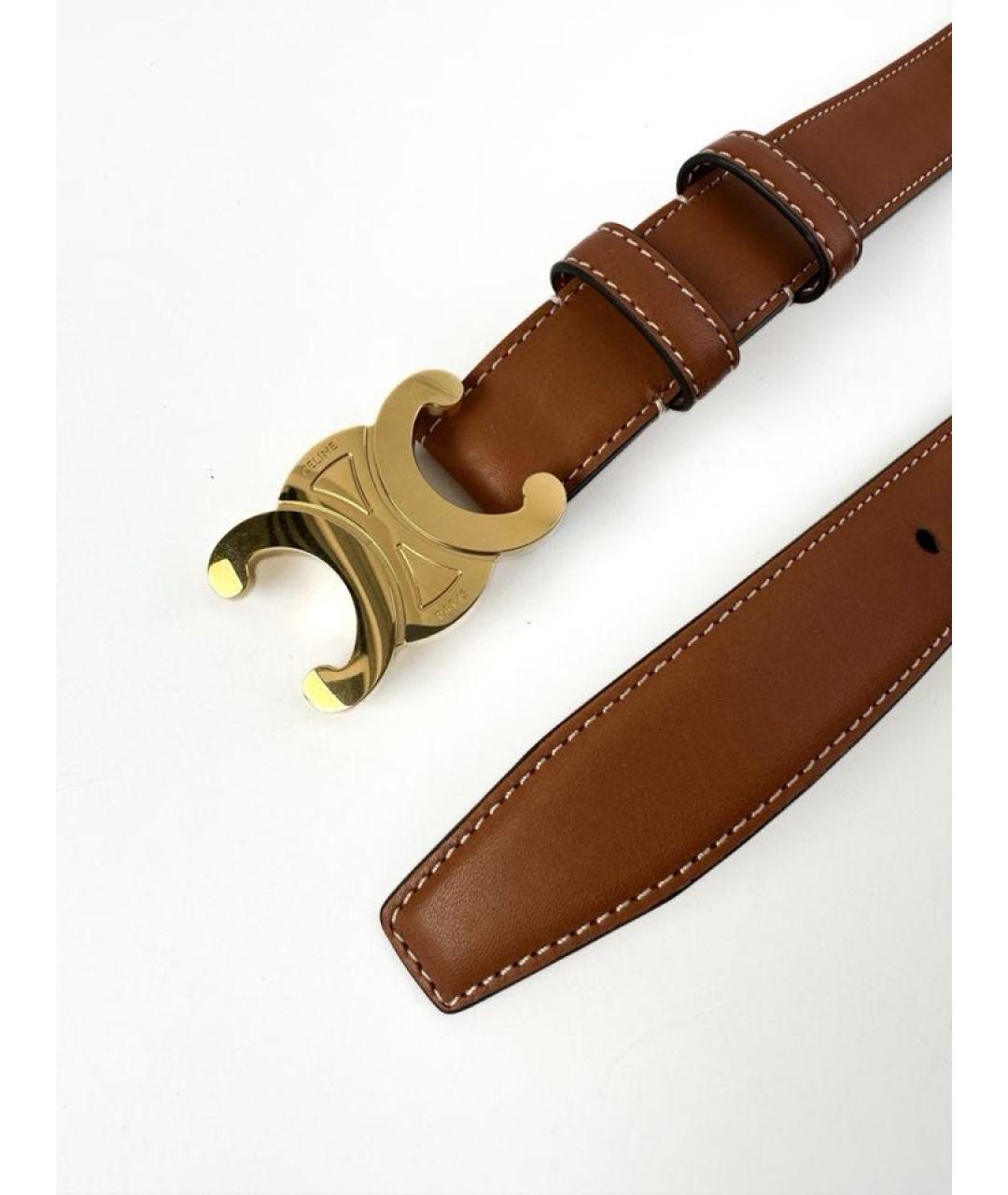 CELINE Коричневый кожаный ремень, фото 2