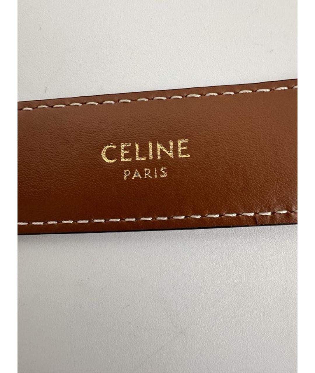 CELINE Коричневый кожаный ремень, фото 7