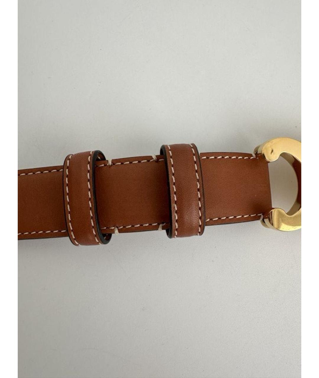 CELINE Коричневый кожаный ремень, фото 5