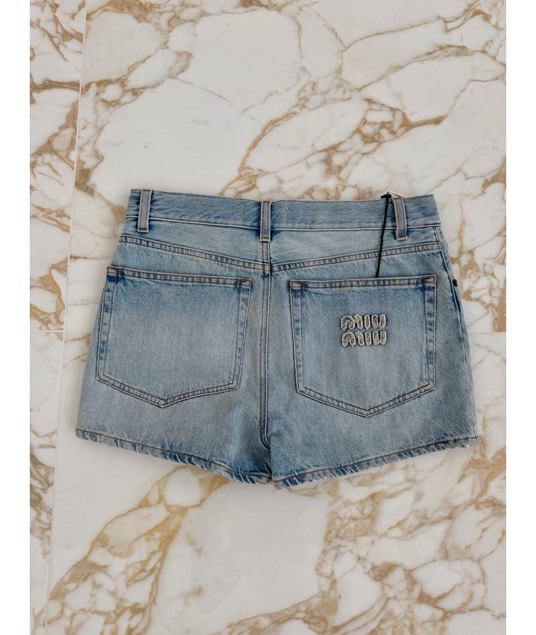 MIU MIU Голубые хлопковые шорты, фото 3