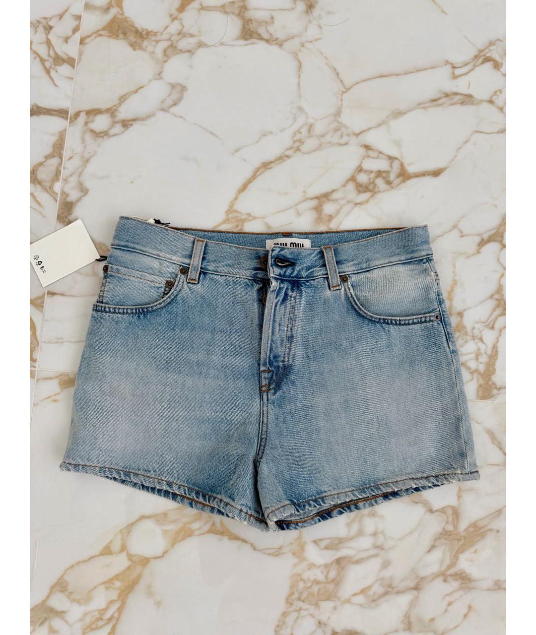 MIU MIU Голубые хлопковые шорты, фото 8