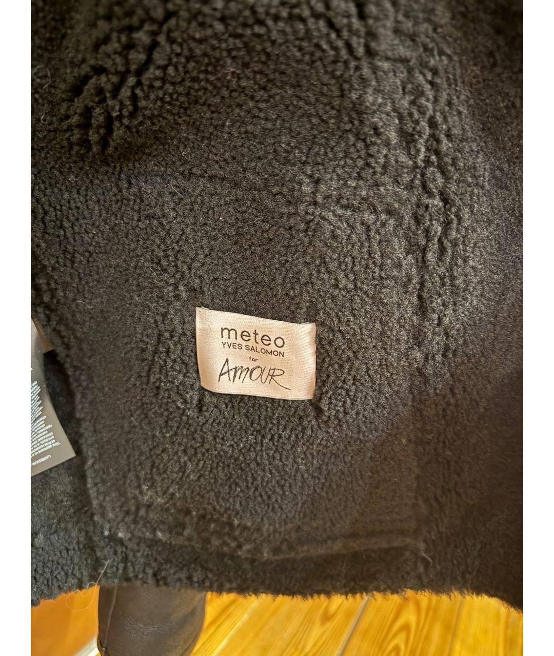 METEO YVES SALOMON Черная кожаная дубленка, фото 3