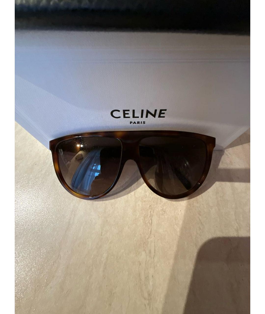 CELINE Коричневые пластиковые солнцезащитные очки, фото 5