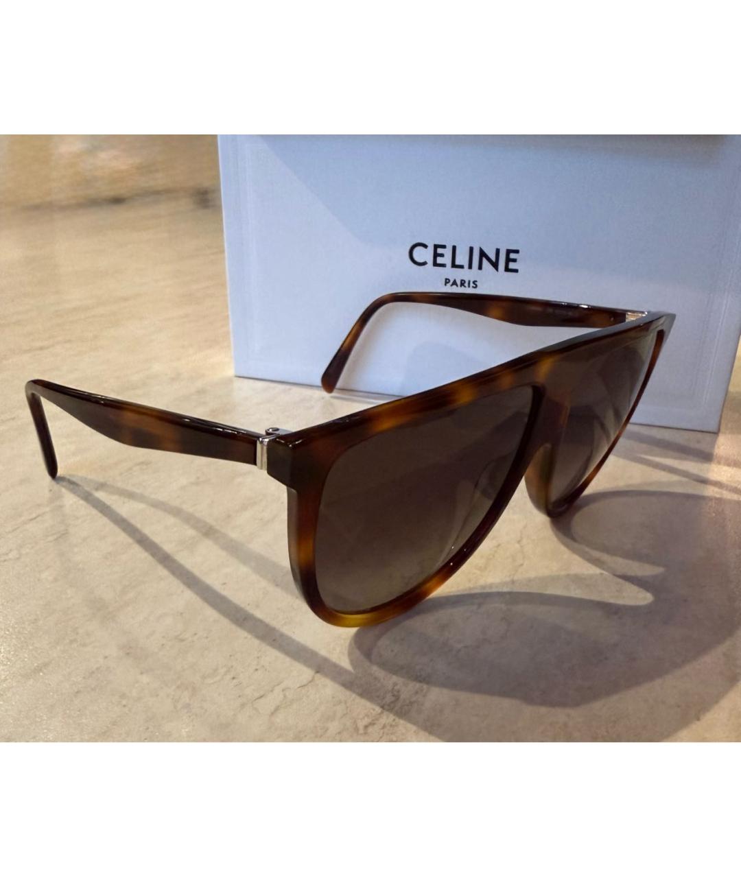 CELINE Коричневые пластиковые солнцезащитные очки, фото 2