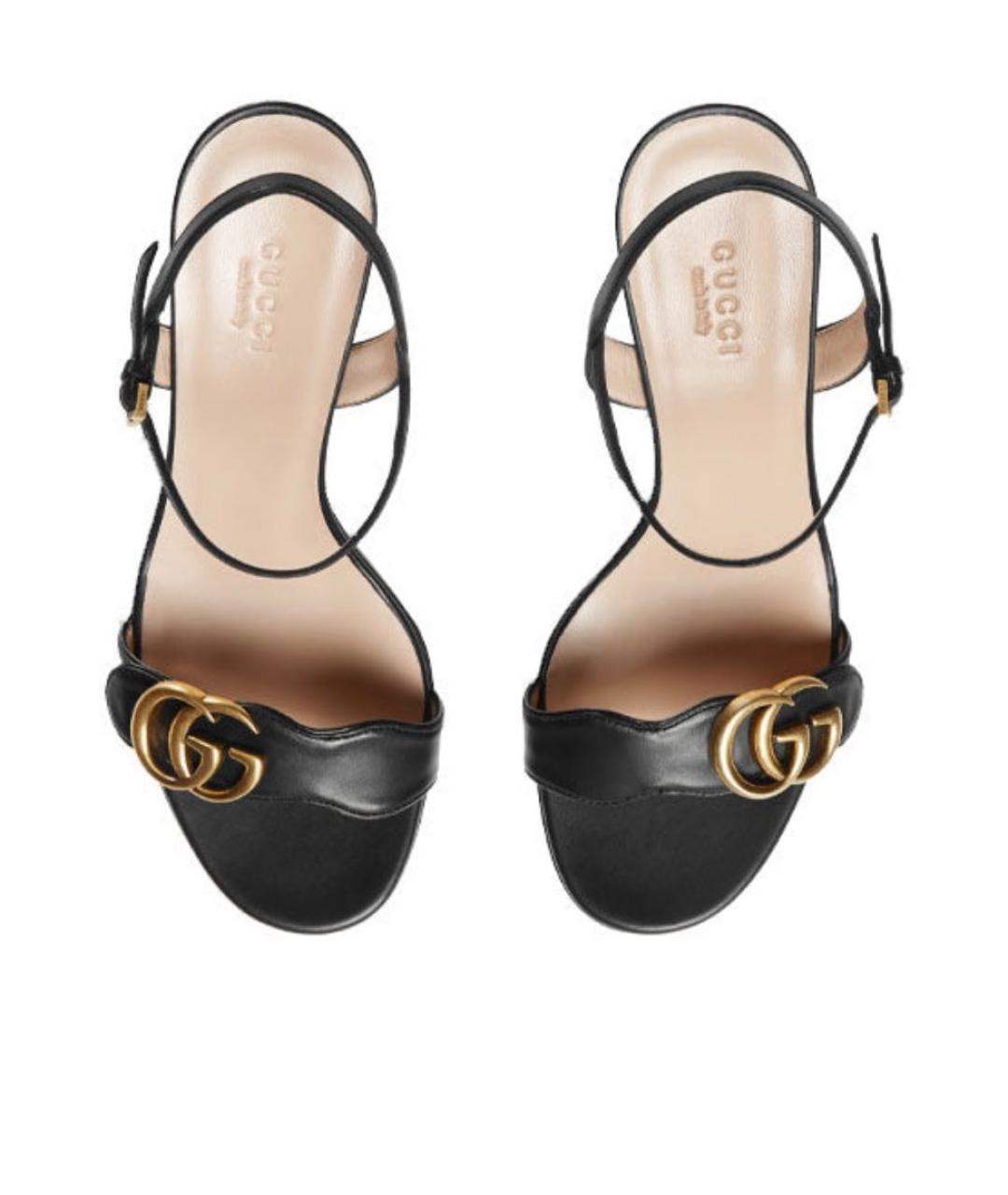 GUCCI Черные кожаные босоножки, фото 2