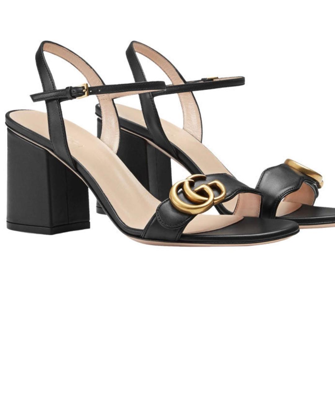 GUCCI Черные кожаные босоножки, фото 3