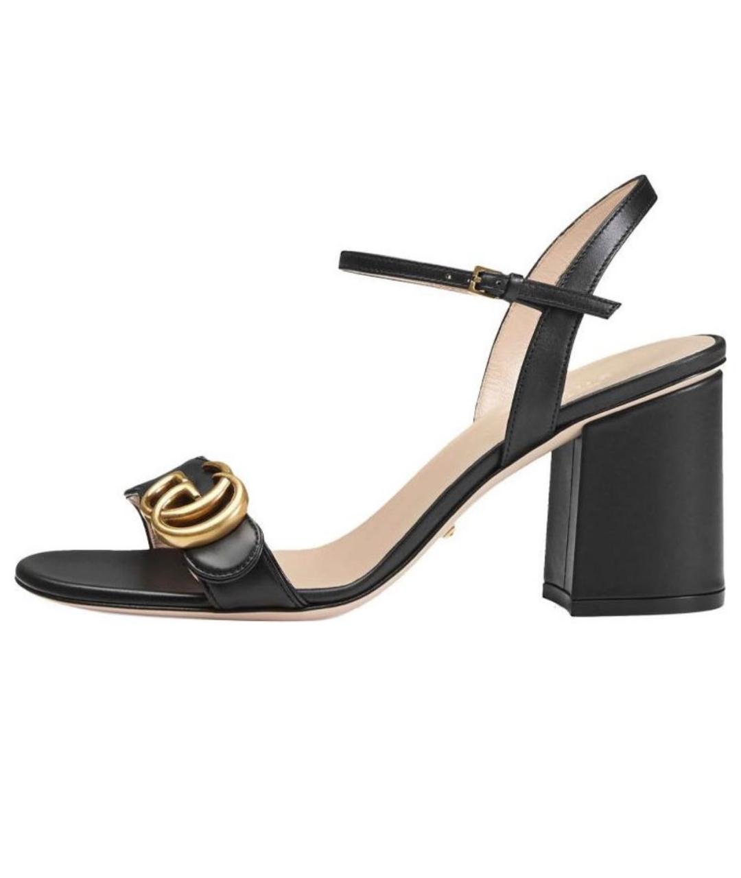 GUCCI Черные кожаные босоножки, фото 5