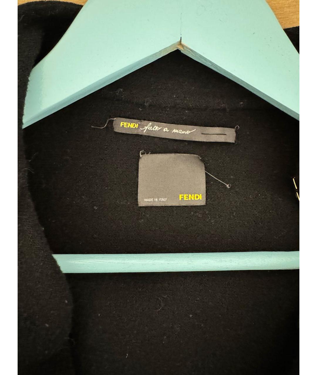 FENDI Черное шерстяное пальто, фото 3