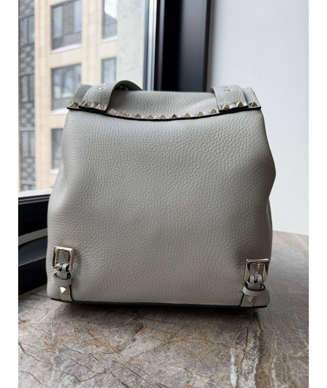 VALENTINO Серый кожаный рюкзак, фото 3