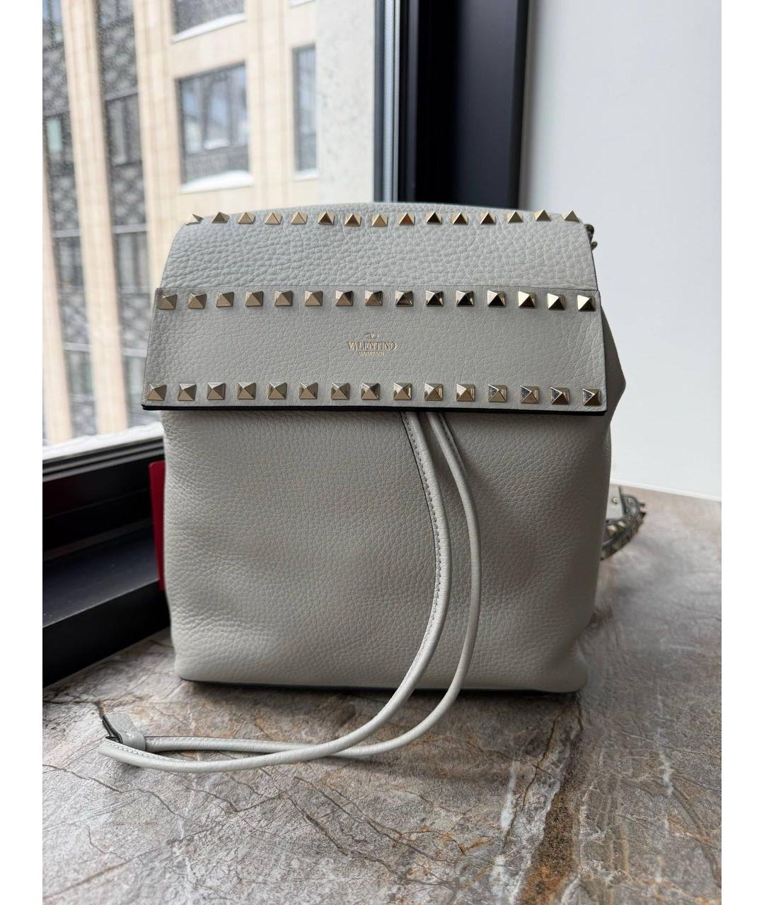 VALENTINO Серый кожаный рюкзак, фото 8