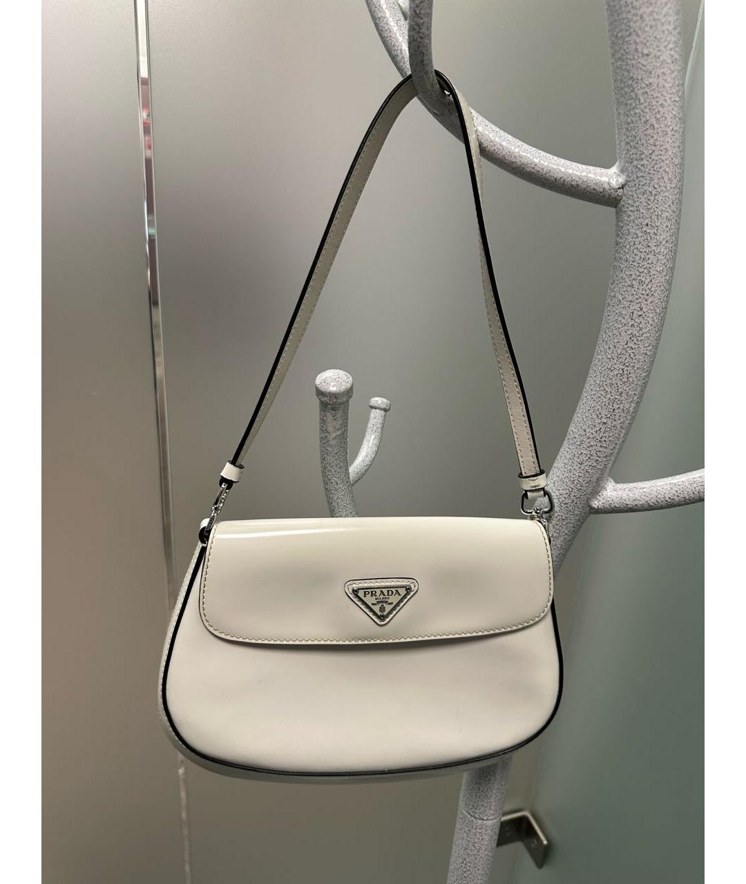 PRADA Белая кожаная сумка с короткими ручками, фото 6
