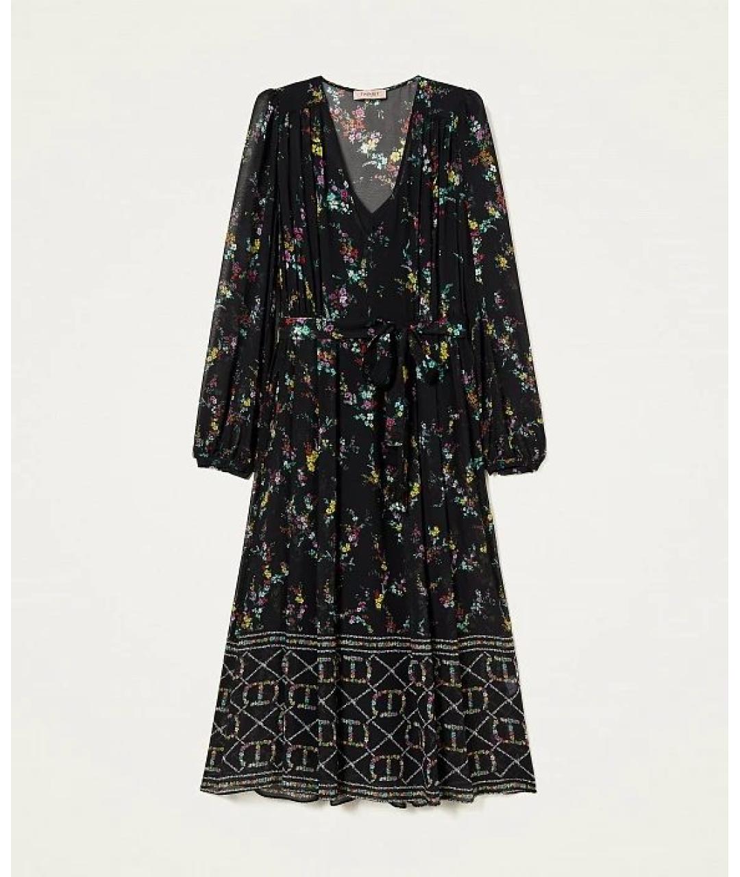 TWIN-SET Черное вискозное повседневное платье, фото 7