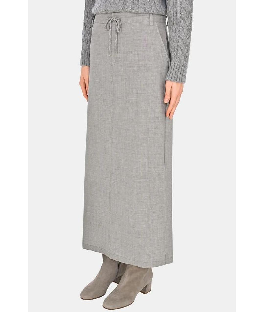 PANICALE Серая шерстяная юбка миди, фото 3
