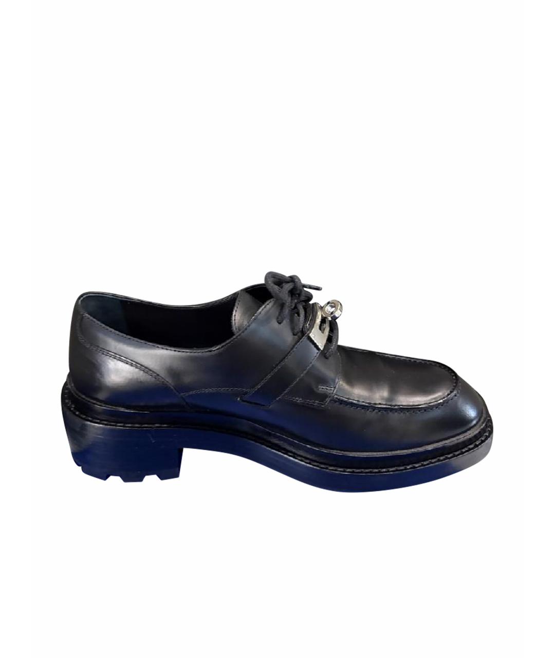 HERMES Черные кожаные брогги и оксфорды, фото 1