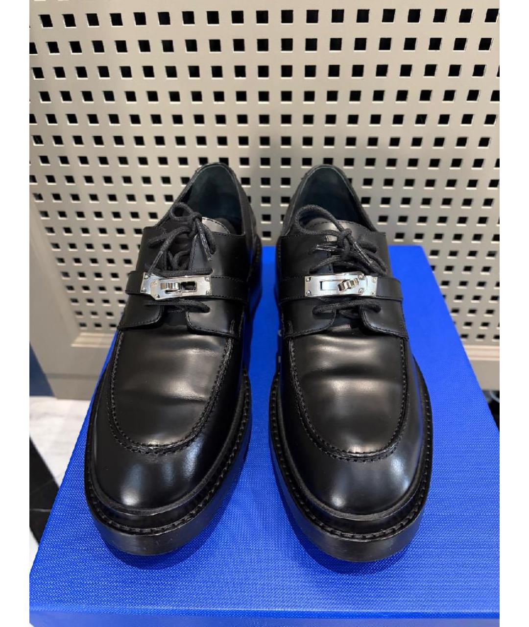HERMES Черные кожаные брогги и оксфорды, фото 2