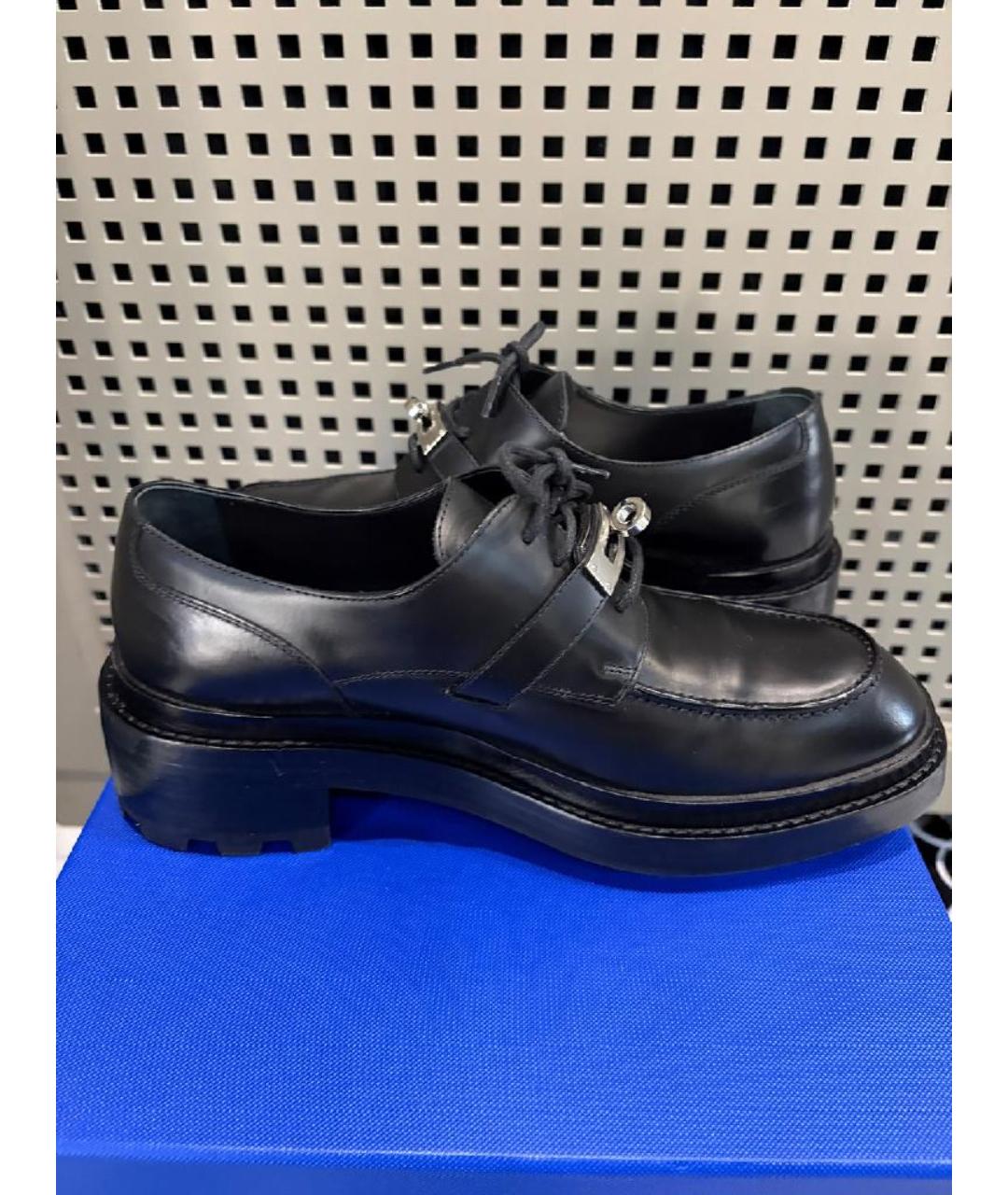 HERMES Черные кожаные брогги и оксфорды, фото 7