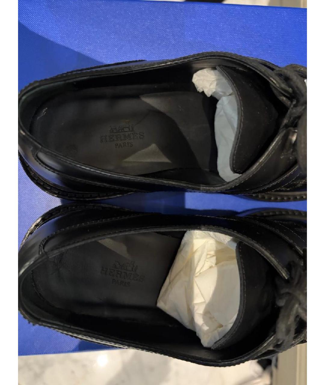 HERMES Черные кожаные брогги и оксфорды, фото 6