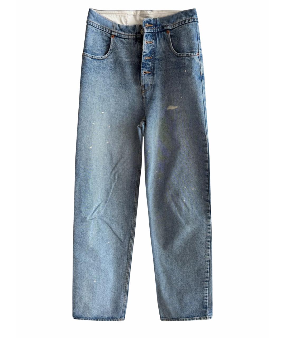 MM6 MAISON MARGIELA Голубые хлопковые прямые джинсы, фото 1