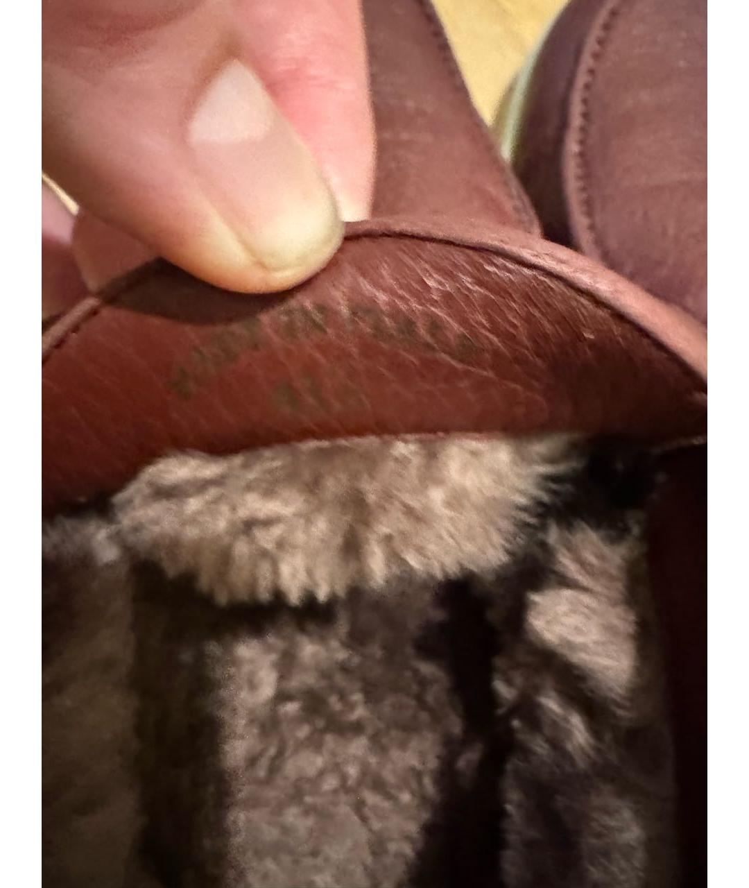 LORO PIANA Бордовые кожаные лоферы, фото 7