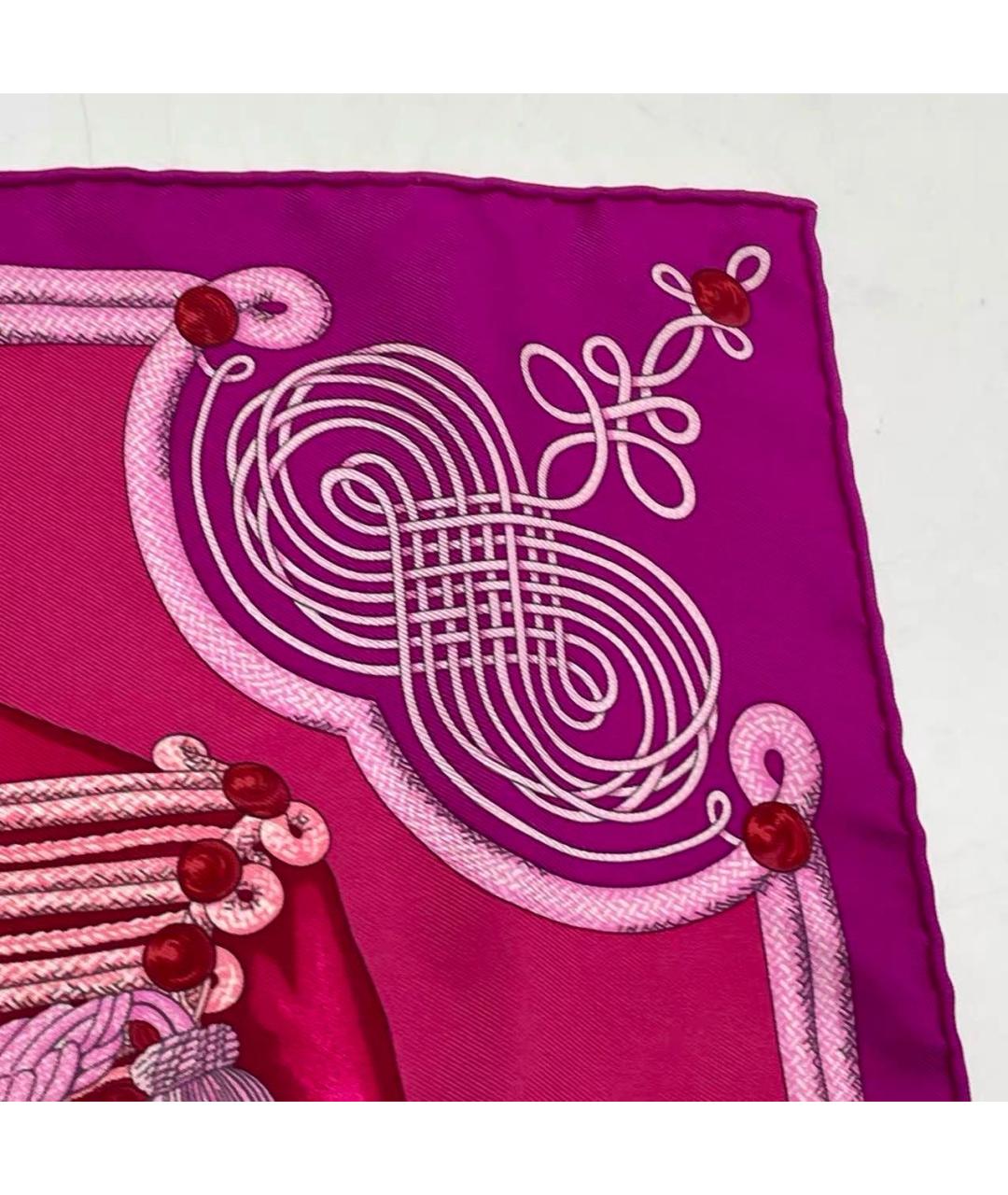 HERMES Розовый шелковый платок, фото 6