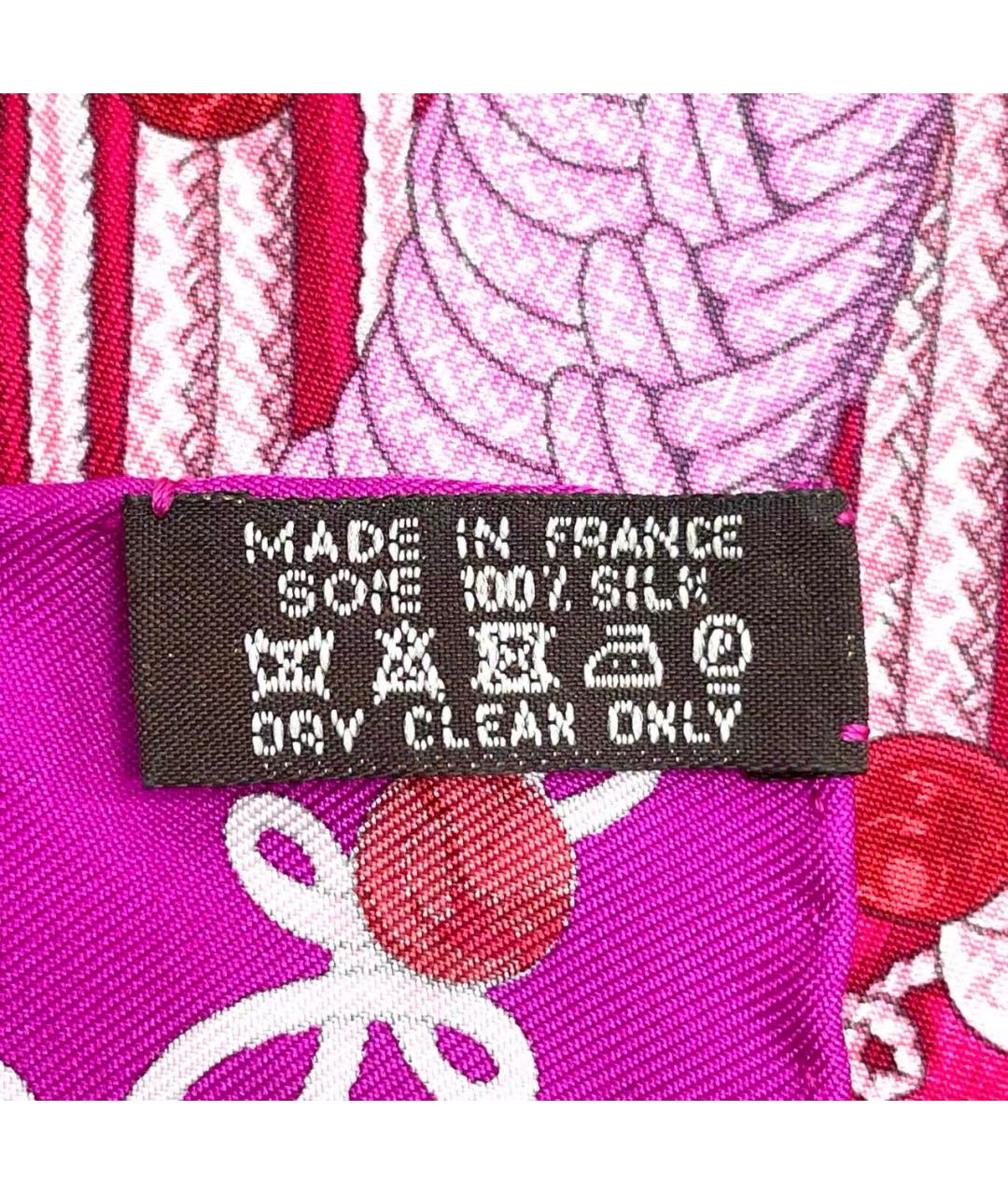 HERMES Розовый шелковый платок, фото 5