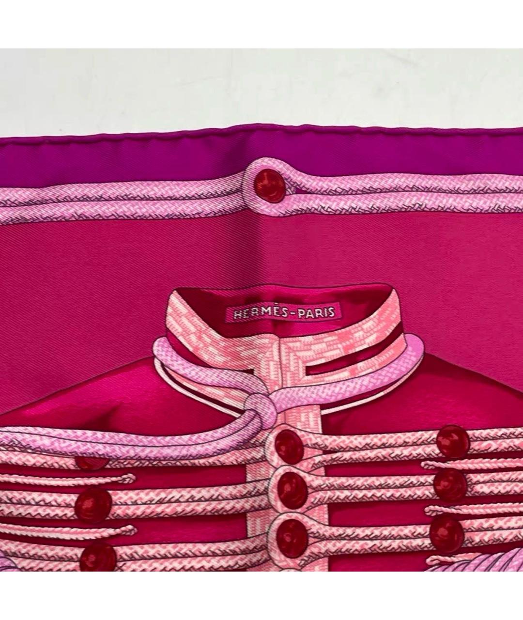 HERMES Розовый шелковый платок, фото 2