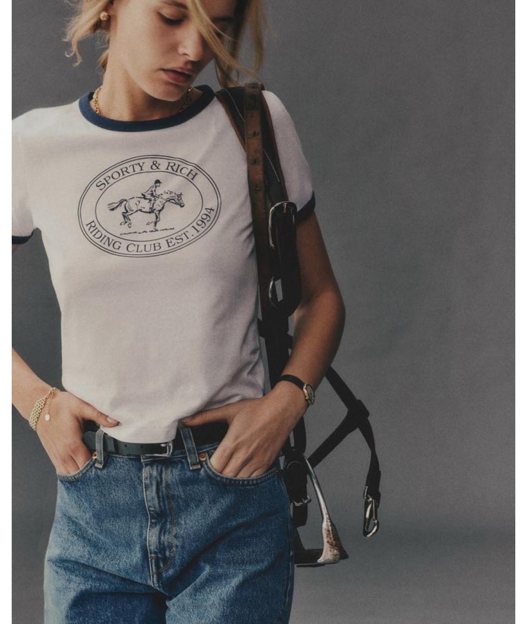 SPORTY AND RICH Белая хлопковая футболка, фото 3
