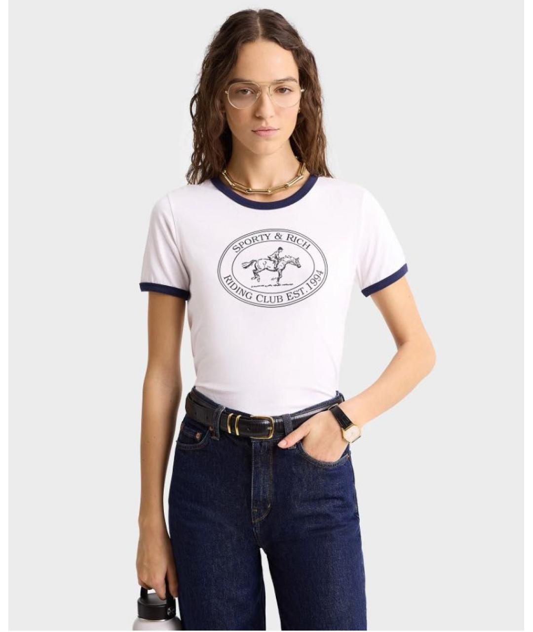 SPORTY AND RICH Белая хлопковая футболка, фото 6