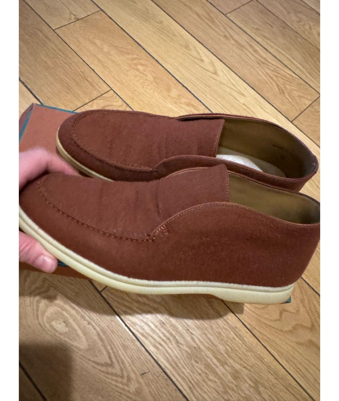 LORO PIANA Бордовые лоферы, фото 6