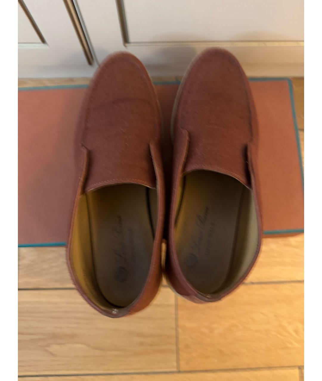 LORO PIANA Бордовые лоферы, фото 3