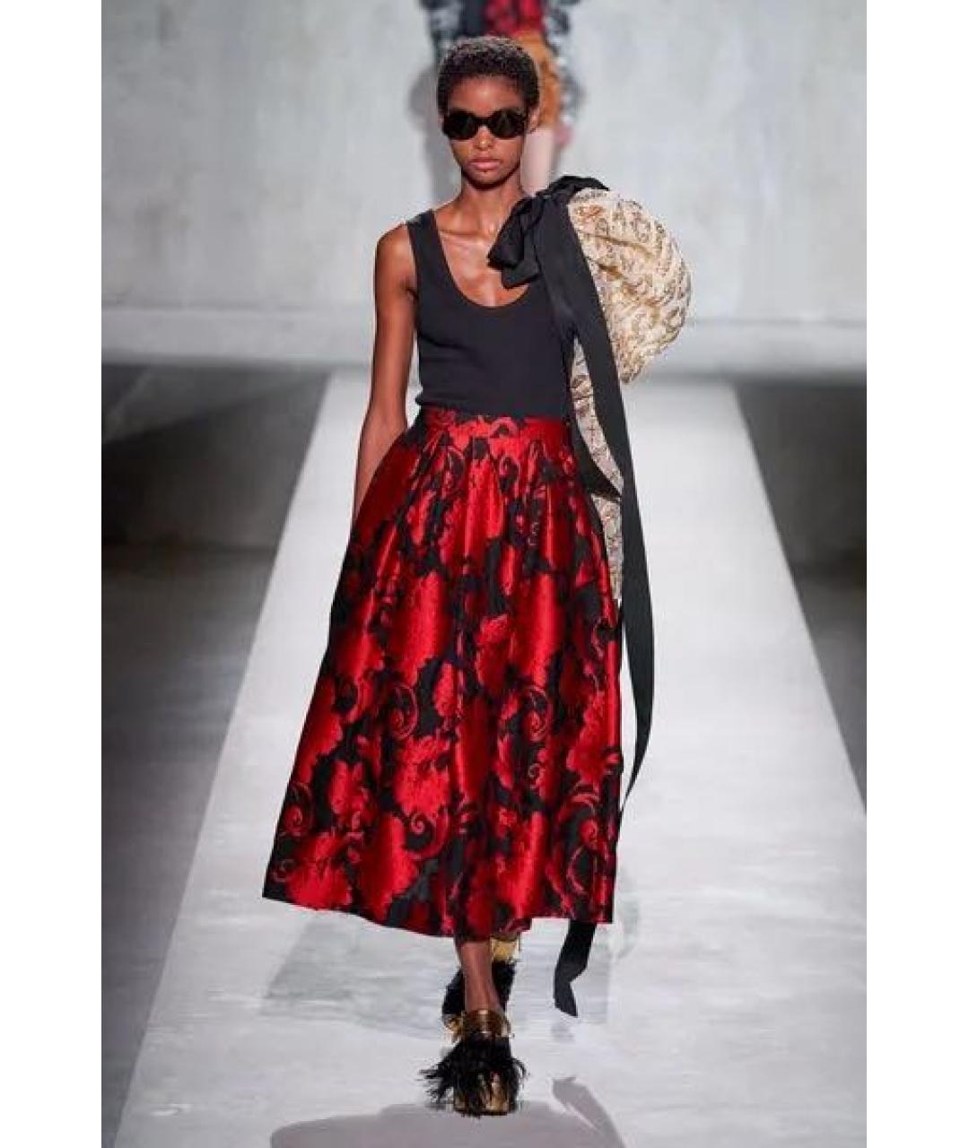 DRIES VAN NOTEN Красная вискозная юбка макси, фото 3