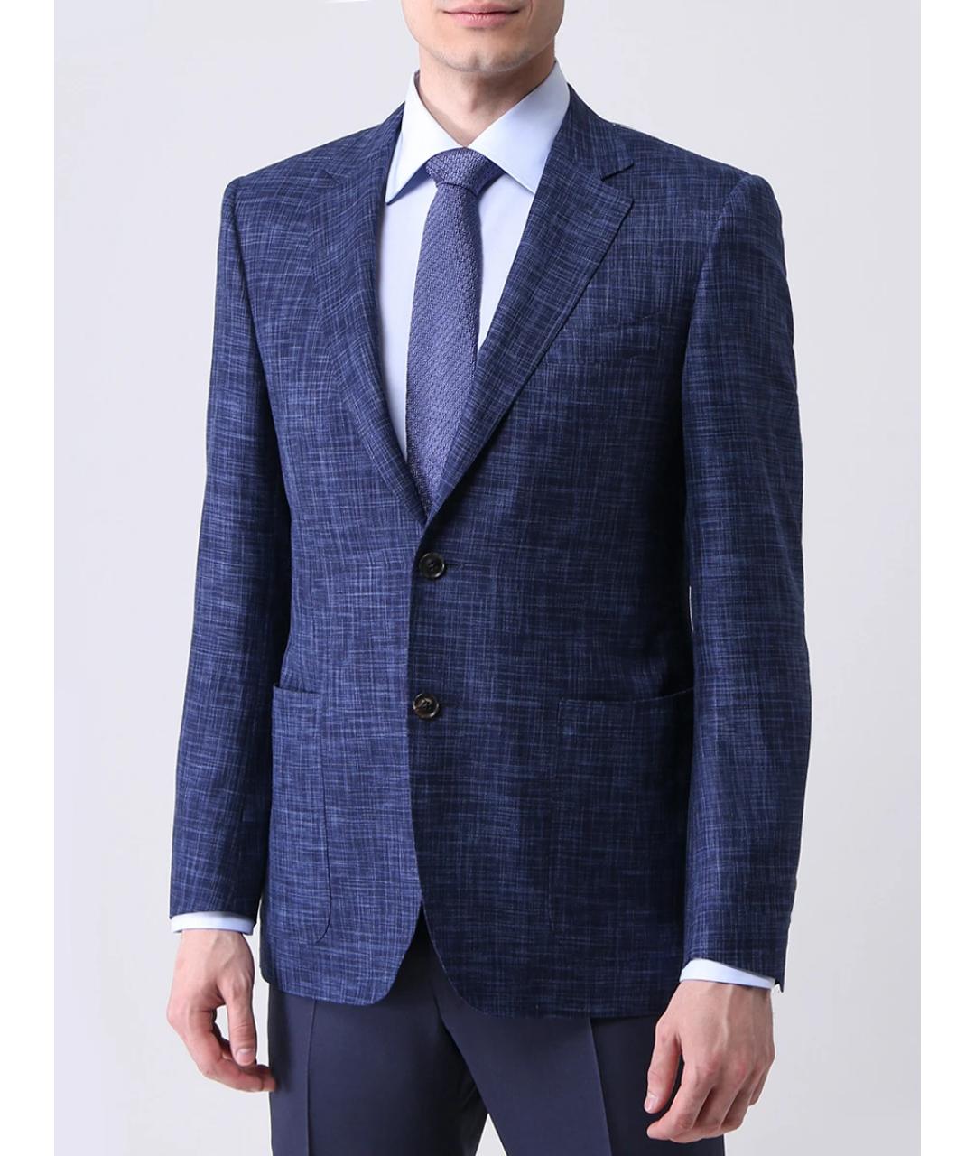 CANALI Синий шерстяной пиджак, фото 4